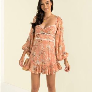 Sundae Muse Nicole Mini Dress in a Peachy Floral print.